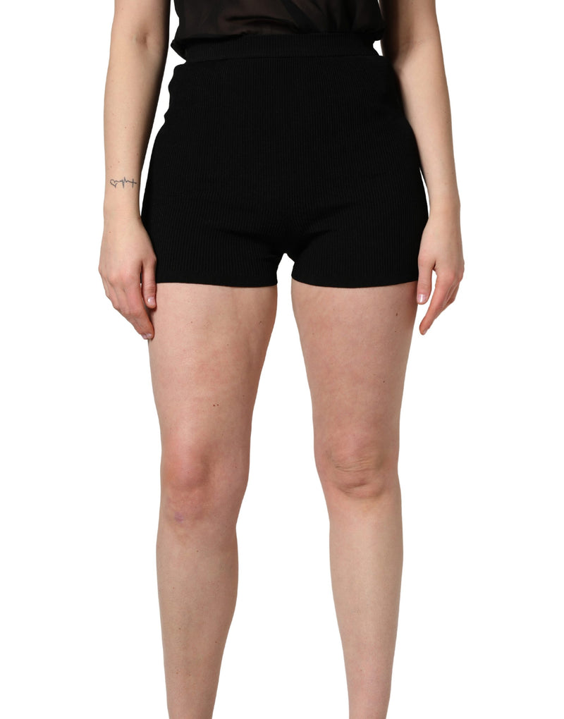 Shorts hot pants a vita alta in viscosa nera Dolce & Gabbana