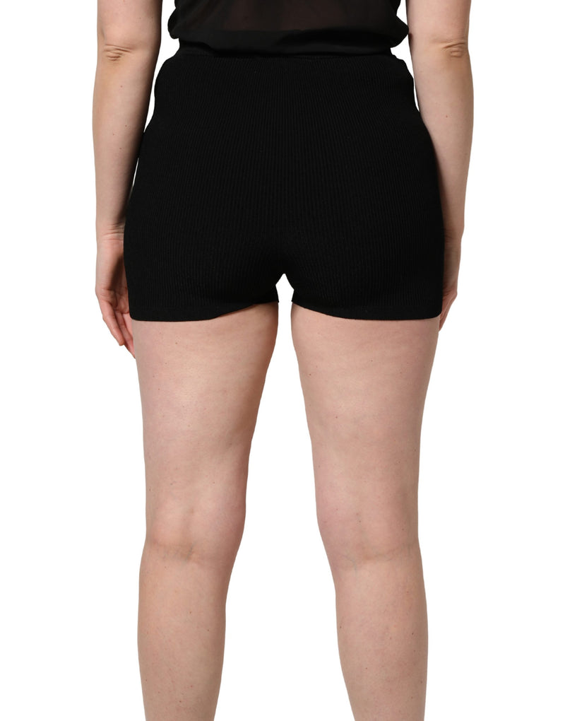 Shorts hot pants a vita alta in viscosa nera Dolce & Gabbana