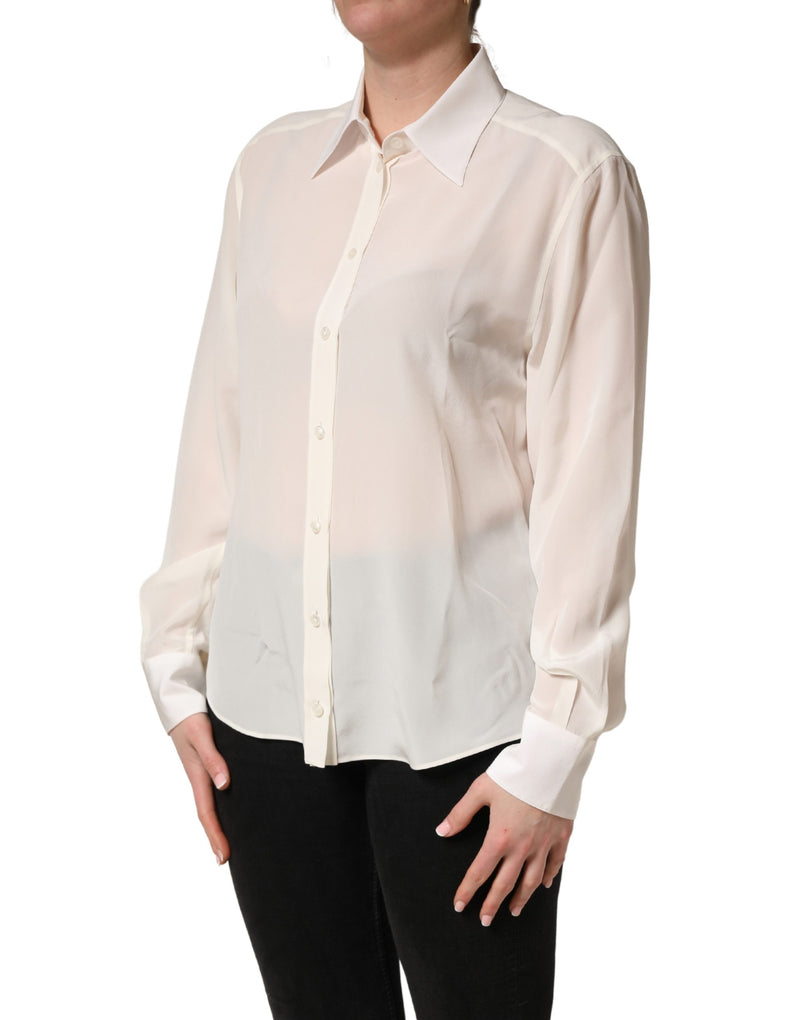 Blusa avorio con colletto e maniche lunghe Dolce & Gabbana