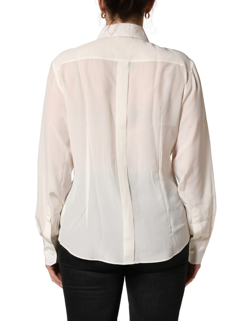 Blusa avorio con colletto e maniche lunghe Dolce & Gabbana