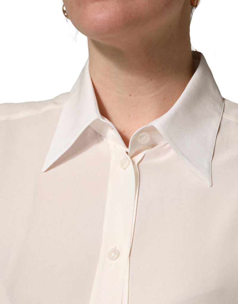Blusa avorio con colletto e maniche lunghe Dolce & Gabbana