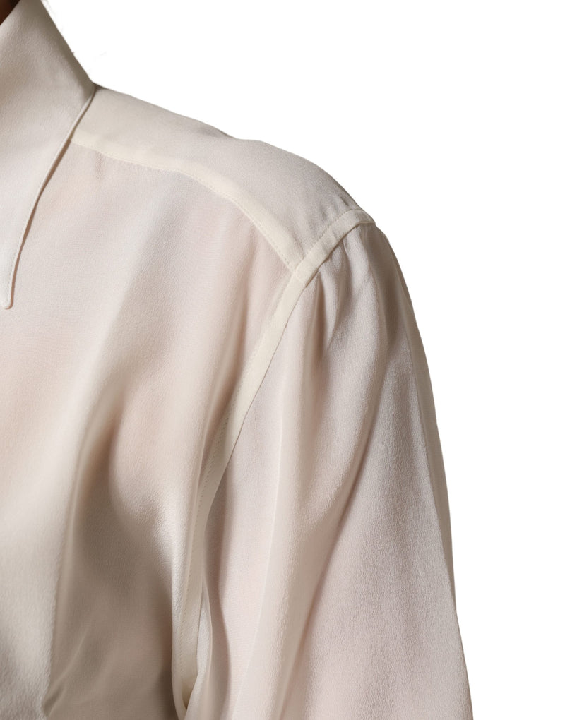 Blusa avorio con colletto e maniche lunghe Dolce & Gabbana