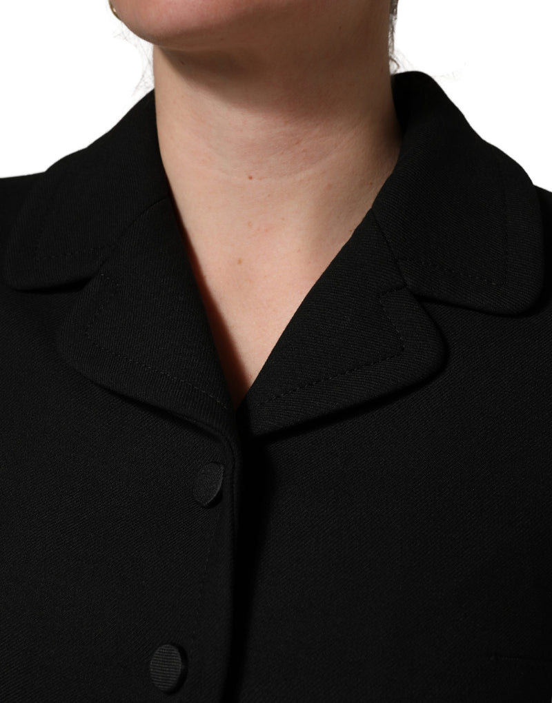 Blusa cropped nera a maniche corte con colletto Dolce & Gabbana