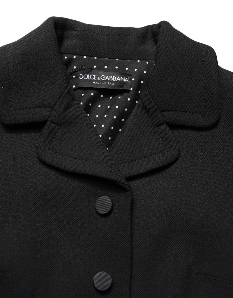 Blusa cropped nera a maniche corte con colletto Dolce & Gabbana