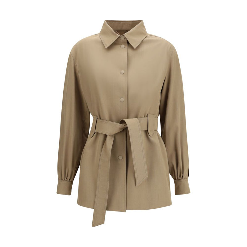 Max Mara Brown Wool Oves Aries Sleeveless Jacket