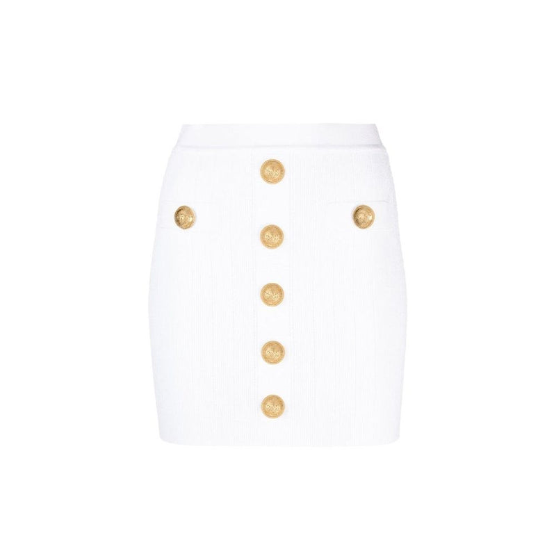 Balmain White Polyester Mini Skirt