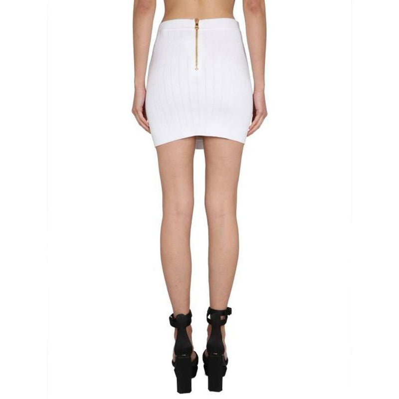 Balmain White Polyester Mini Skirt