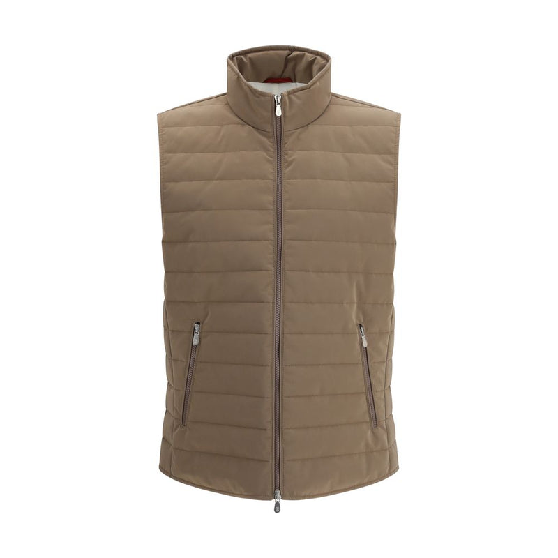 Brunello Cucinelli Beige Polyester Sleeveless Jacket