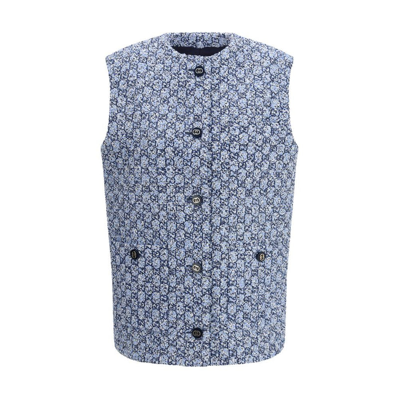 Gucci Blue Cotton Sleeveless Jacket