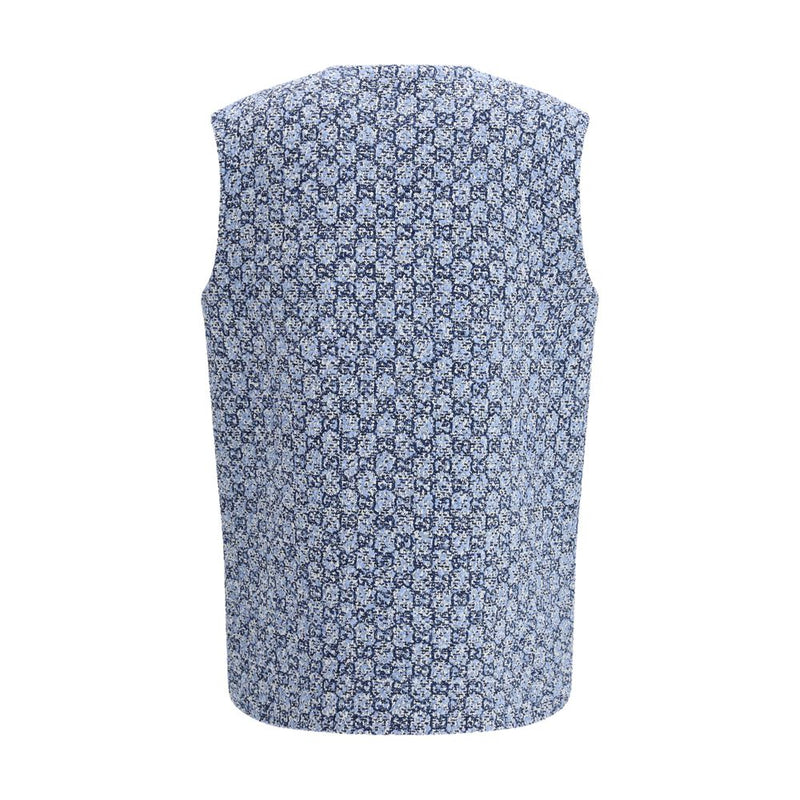 Gucci Blue Cotton Sleeveless Jacket