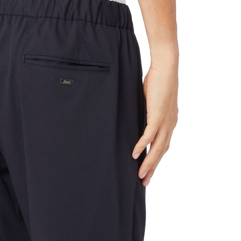 Herno Blue Virgin Wool Casual Pants