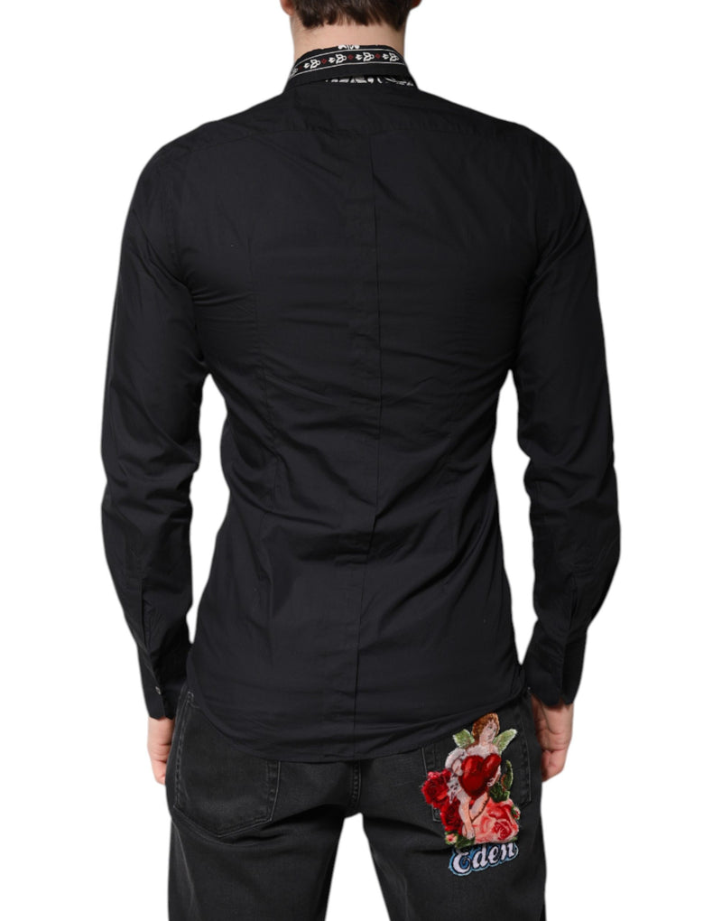 Camisa social Dolce & Gabbana preta e branca com bandana dourada