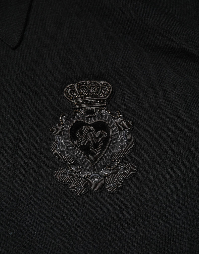 Dolce & Gabbana Black Crest Long Sleeve Men Pullover Sweater