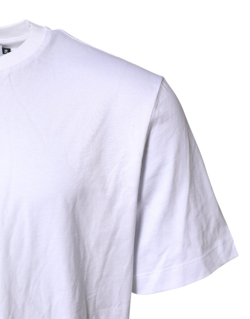 Dolce & Gabbana White Cotton DG Logo Embroidery Men  T-shirt