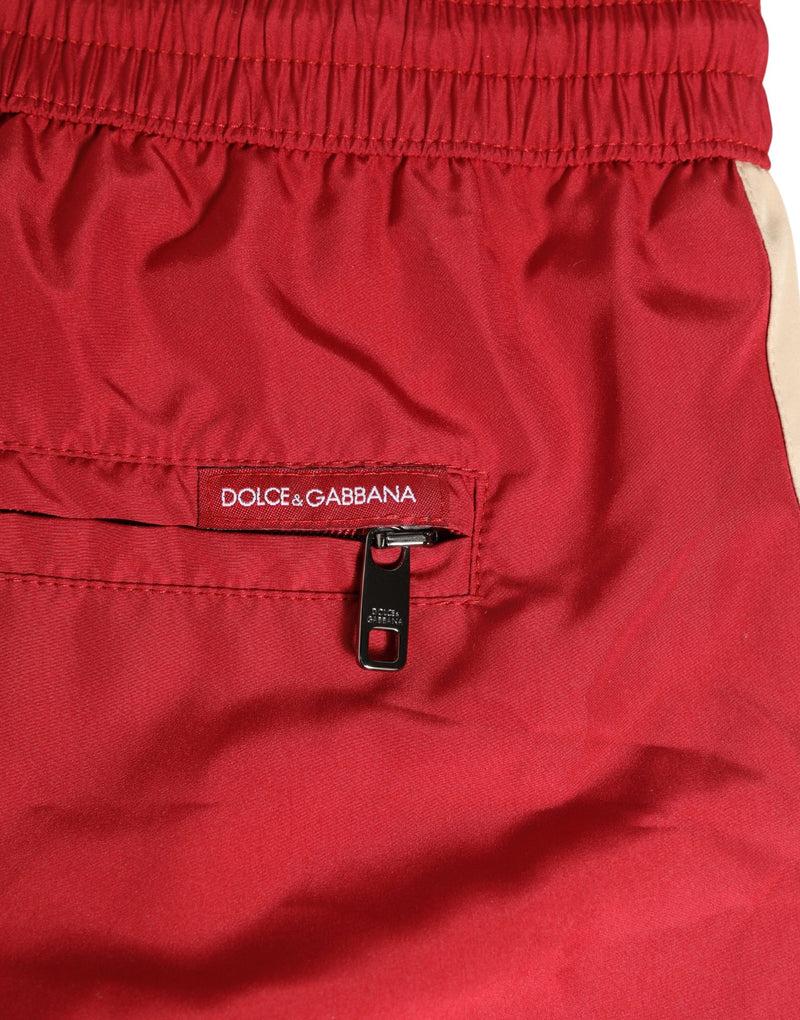 Dolce & Gabbana Red Polyester Men Drawstring Shorts Swimwear