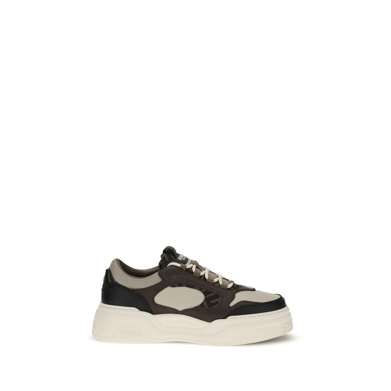 Fendi Black Calf Leather Bos Taurus Chunky Sneakers