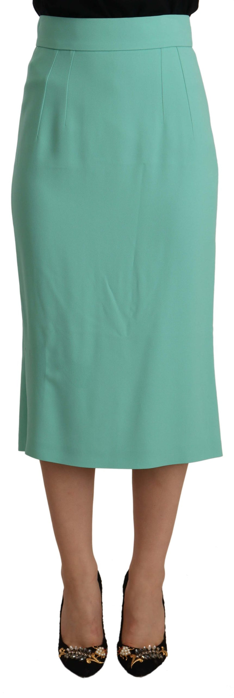 Falda midi de corte lápiz verde menta de viscosa de Dolce & Gabbana