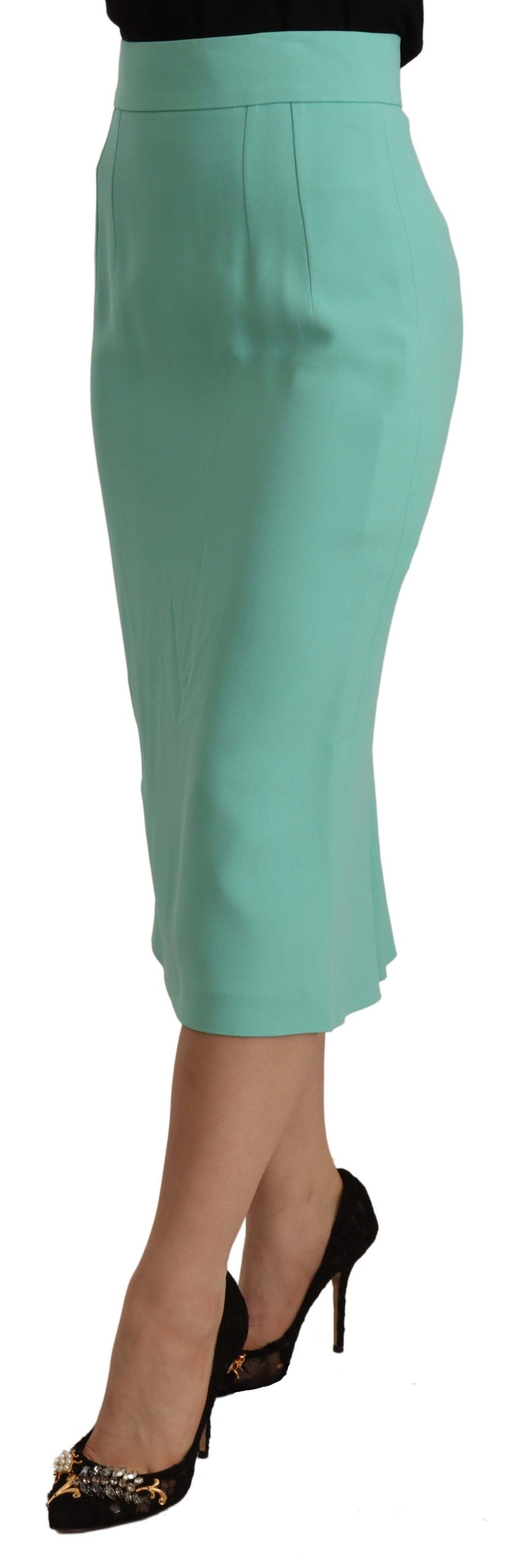 Falda midi de corte lápiz verde menta de viscosa de Dolce & Gabbana