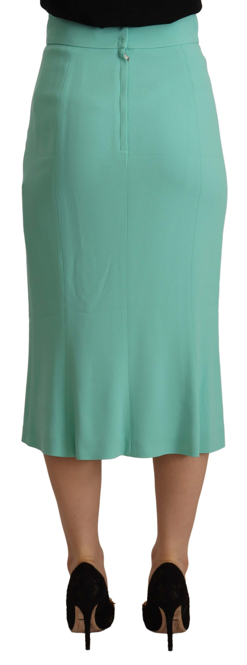 Falda midi de corte lápiz verde menta de viscosa de Dolce & Gabbana