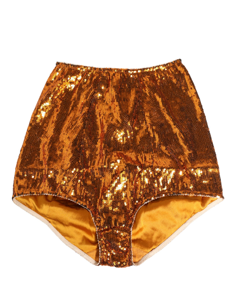 Ropa interior moldeadora de nailon naranja con lentejuelas y cintura alta de Dolce & Gabbana