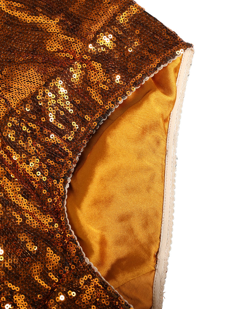 Ropa interior moldeadora de nailon naranja con lentejuelas y cintura alta de Dolce & Gabbana
