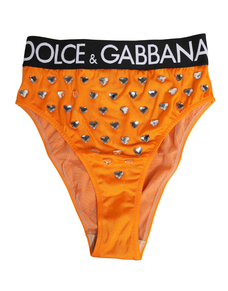 Culotte taille haute Dolce & Gabbana orange ornée de cristaux