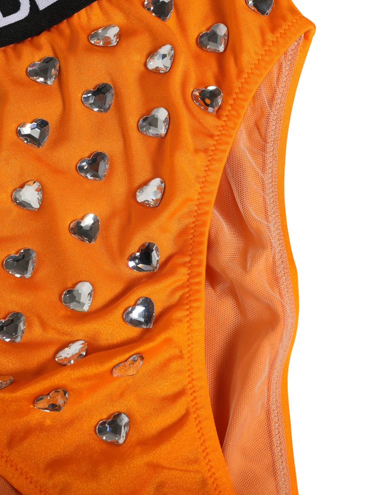 Culotte taille haute Dolce & Gabbana orange ornée de cristaux
