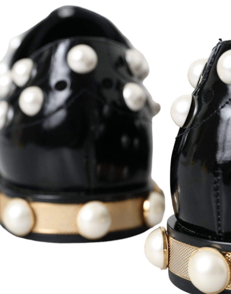 Chaussures brogues habillées Dolce & Gabbana en cuir noir ornées de fausses perles
