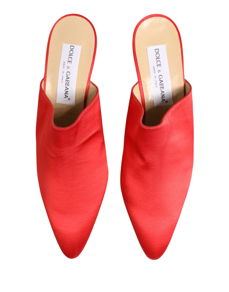 Mules con tacco in camoscio rosso Dolce & Gabbana