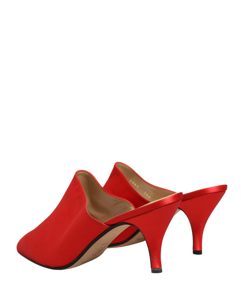 Mules con tacco in camoscio rosso Dolce & Gabbana