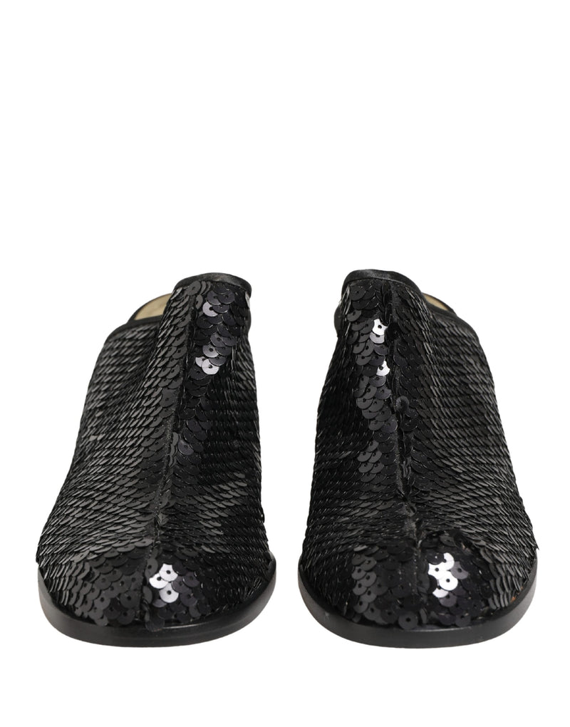 Mules pretas com paetês Dolce & Gabbana
