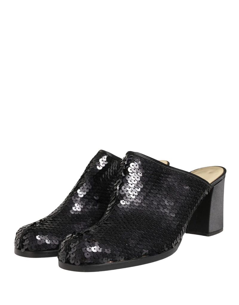 Mules pretas com paetês Dolce & Gabbana