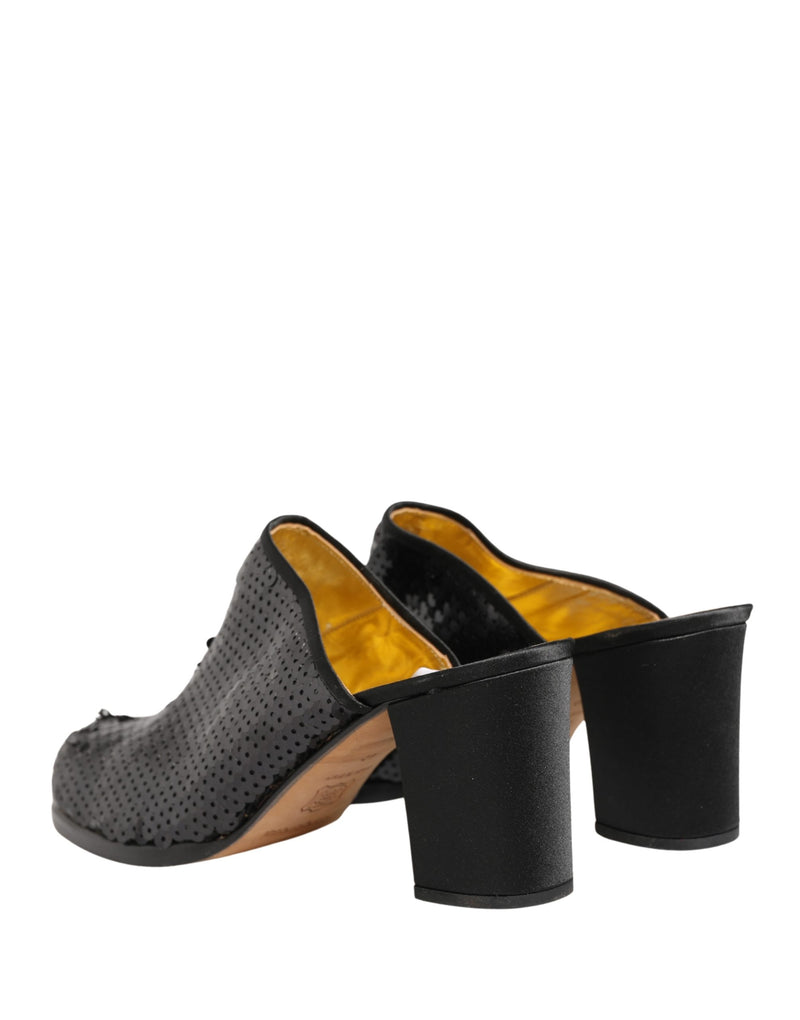 Mules pretas com paetês Dolce & Gabbana