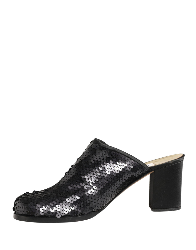 Mules pretas com paetês Dolce & Gabbana