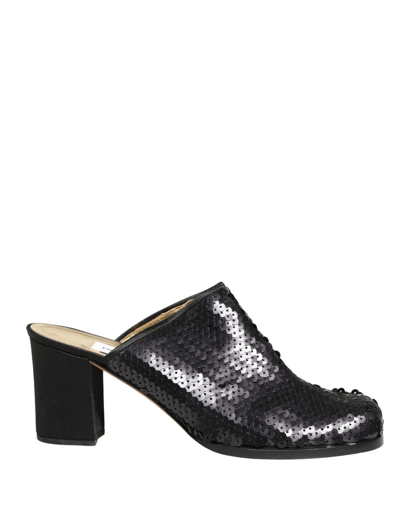 Mules pretas com paetês Dolce & Gabbana