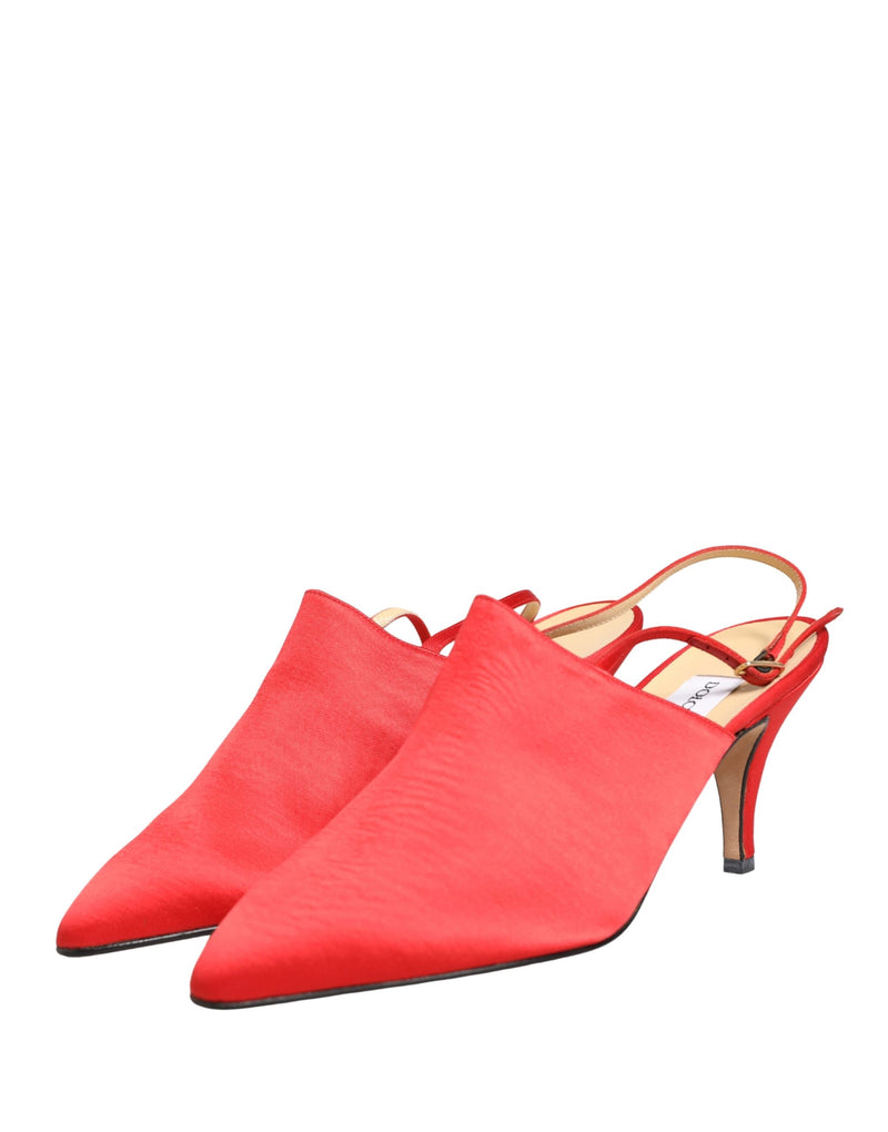 Dolce & Gabbana Red Suede Heel Slingback Shoes