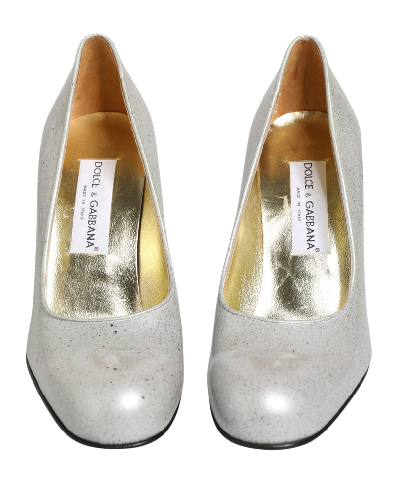 Scarpins de salto alto em couro branco Dolce & Gabbana para mulheres