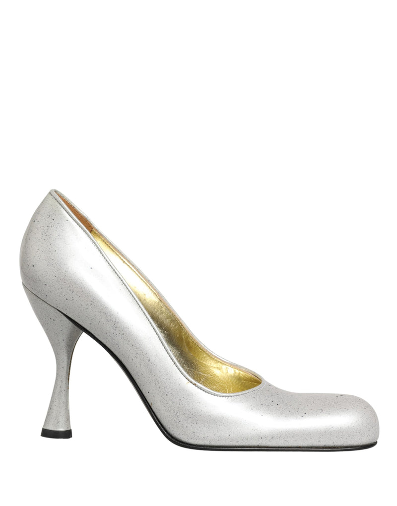 Scarpins de salto alto em couro branco Dolce & Gabbana para mulheres