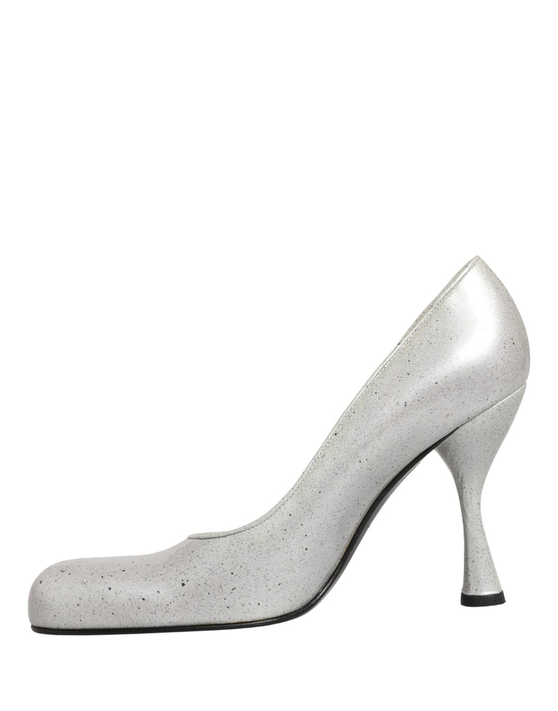 Scarpins de salto alto em couro branco Dolce & Gabbana para mulheres