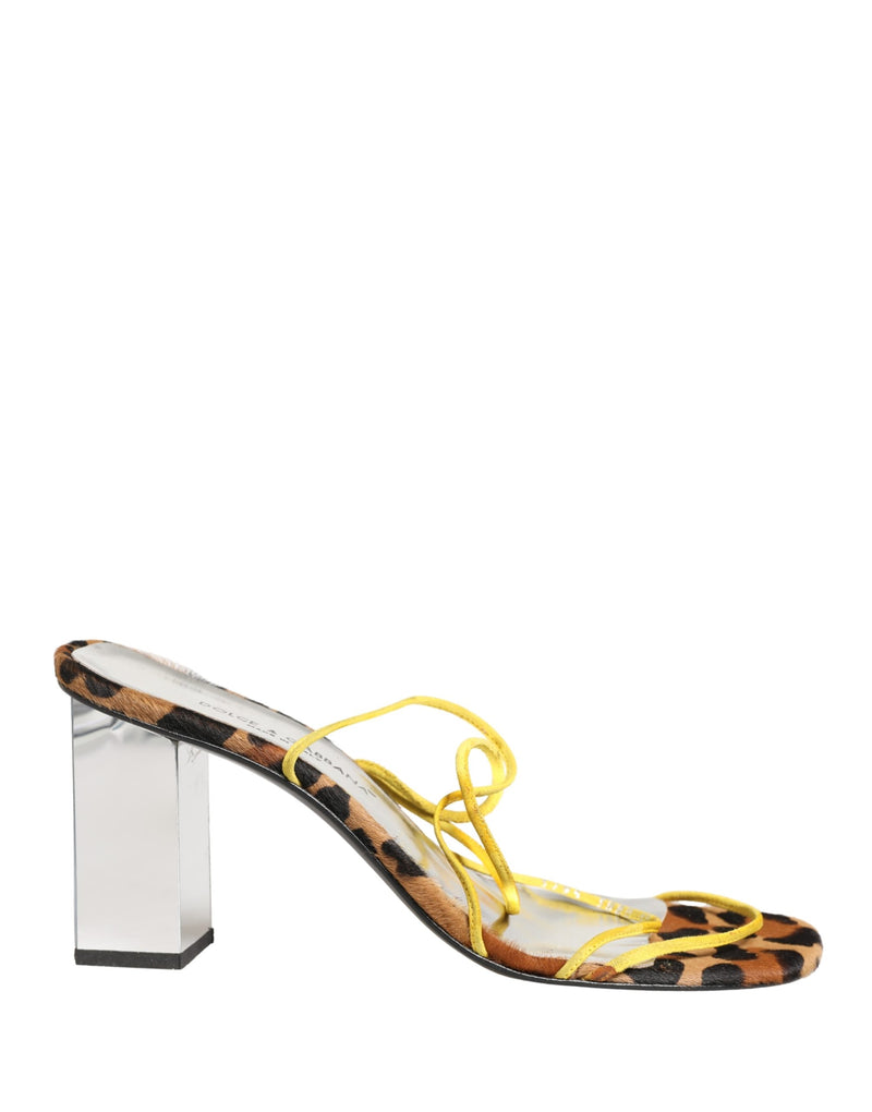 Dolce & Gabbana Multicolor Leather Block Heels Sandals Shoes