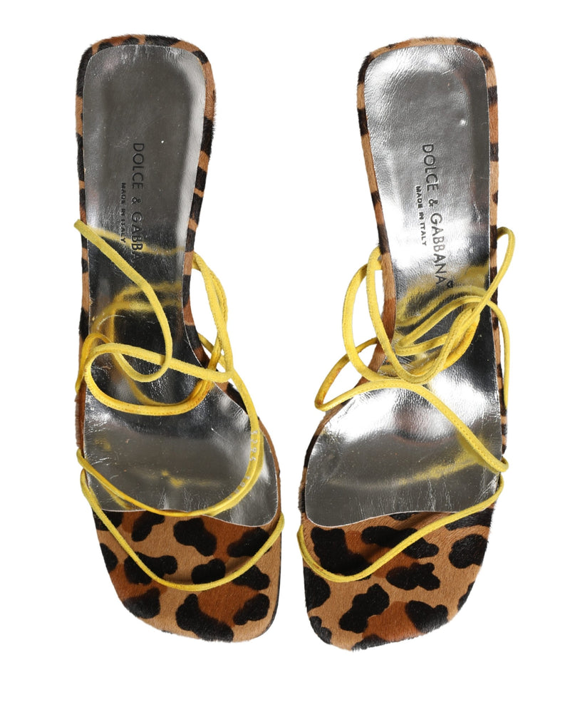 Dolce & Gabbana Multicolor Leather Block Heels Sandals Shoes