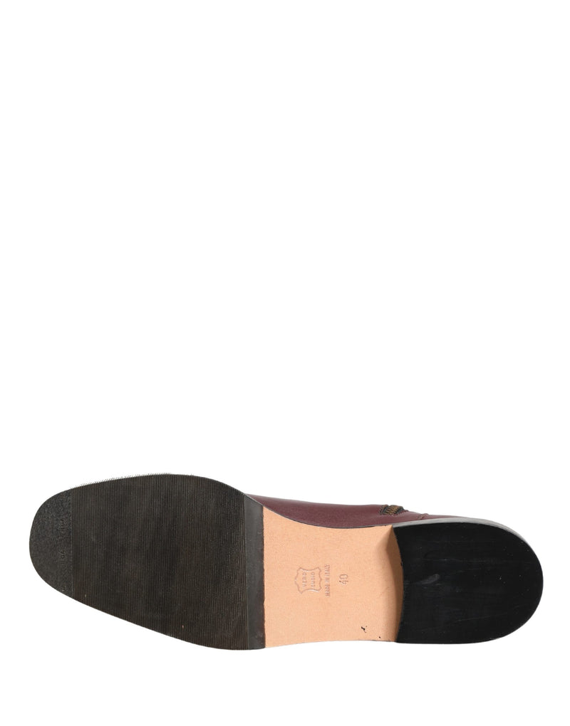Botines biker planos de cuero color granate Dolce & Gabbana