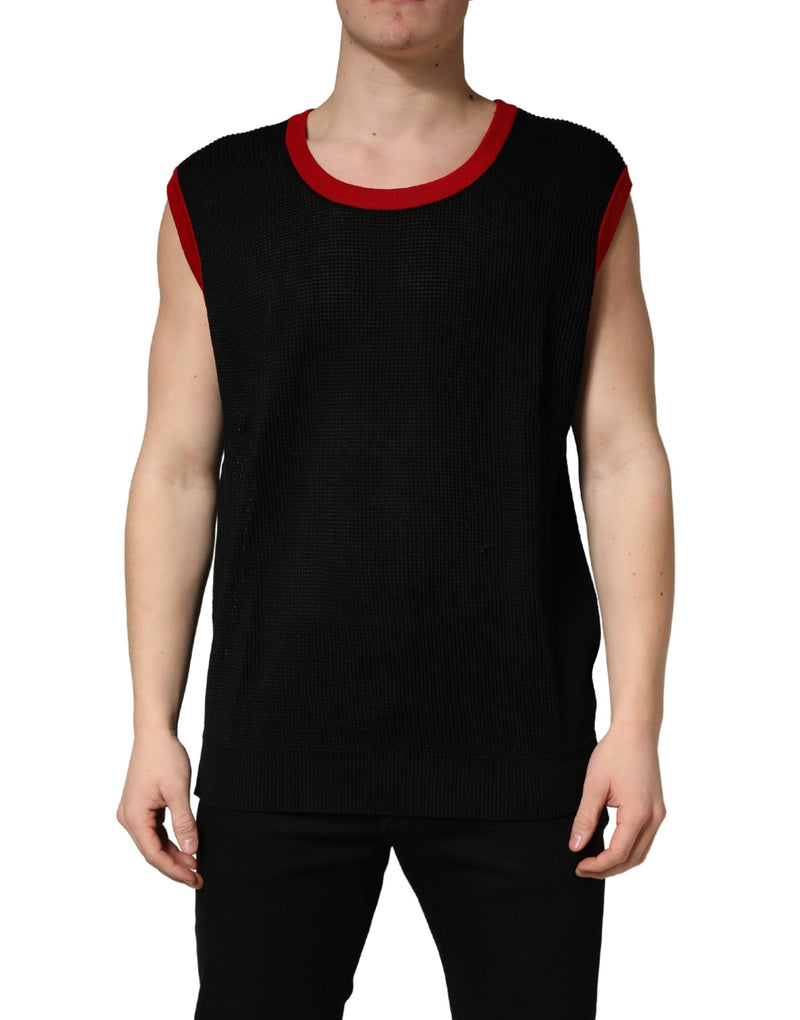 Camiseta de punto sin mangas y cuello redondo negra para hombre Dolce & Gabbana