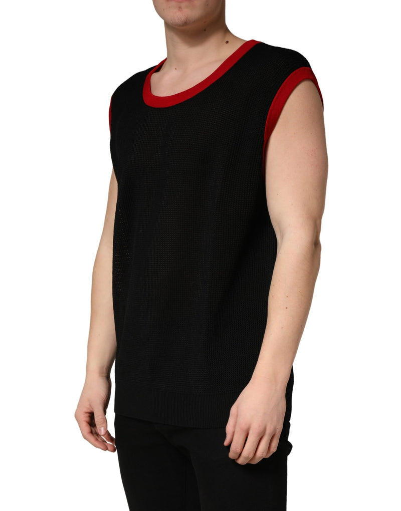 Camiseta de punto sin mangas y cuello redondo negra para hombre Dolce & Gabbana