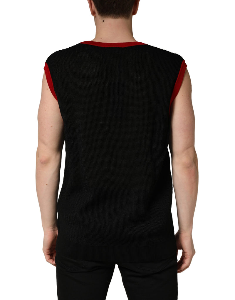Camiseta de punto sin mangas y cuello redondo negra para hombre Dolce & Gabbana