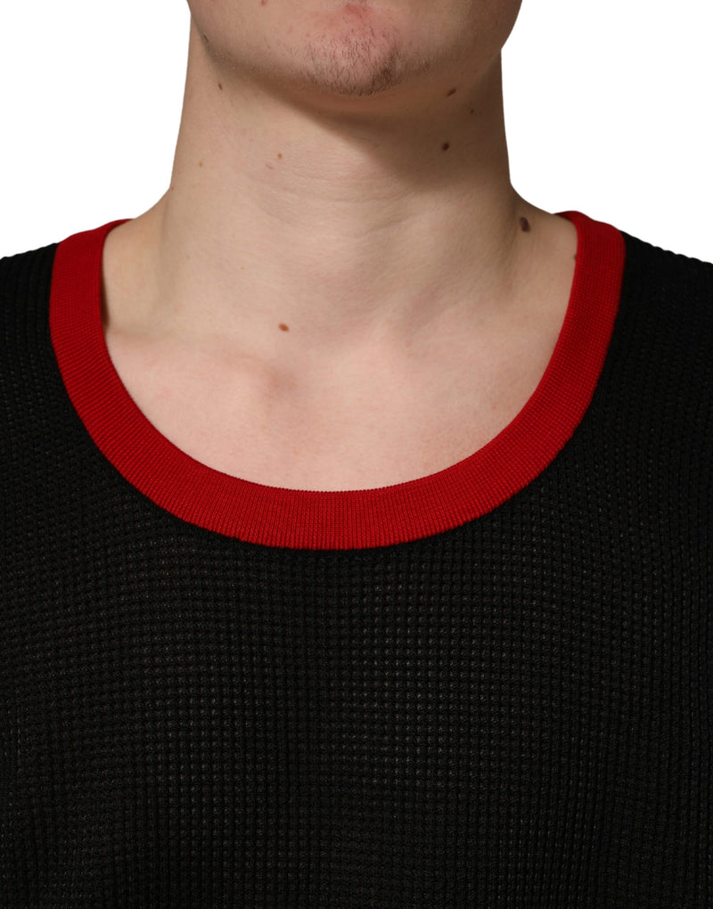 Camiseta de punto sin mangas y cuello redondo negra para hombre Dolce & Gabbana