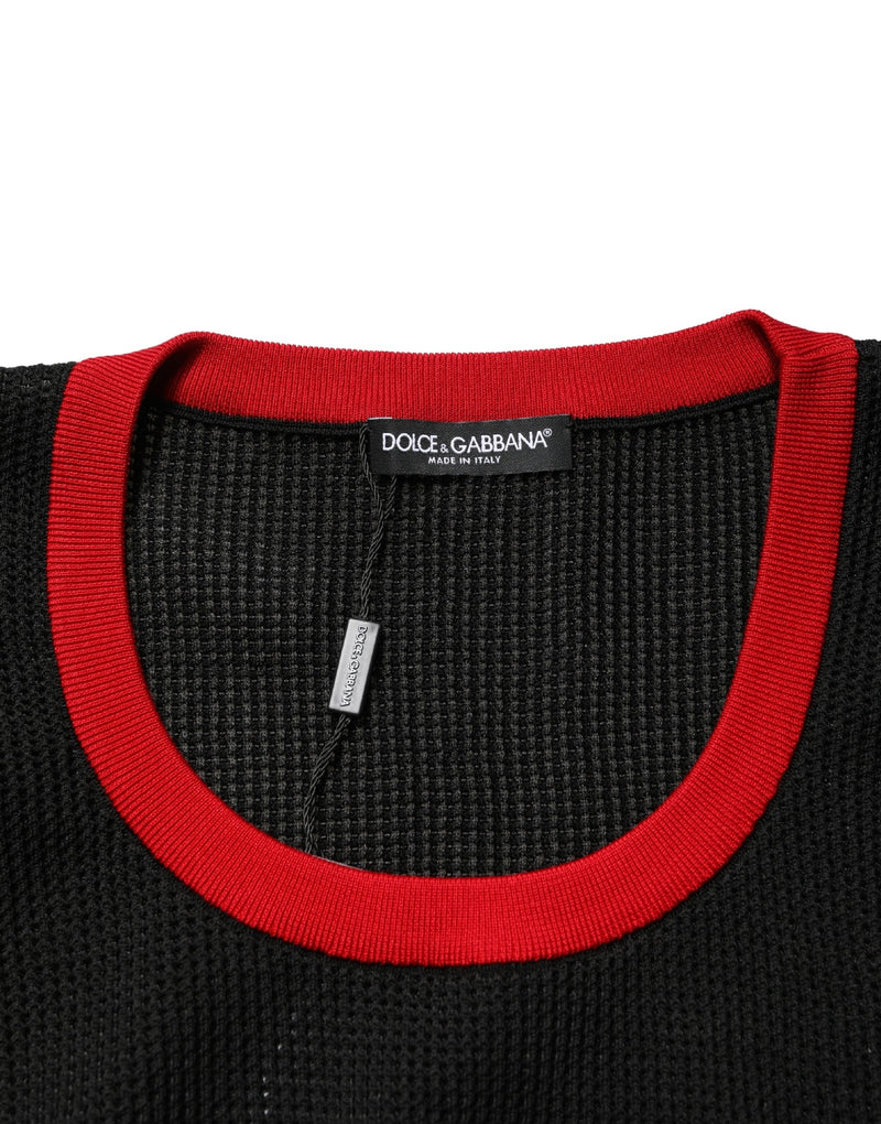 Camiseta de punto sin mangas y cuello redondo negra para hombre Dolce & Gabbana