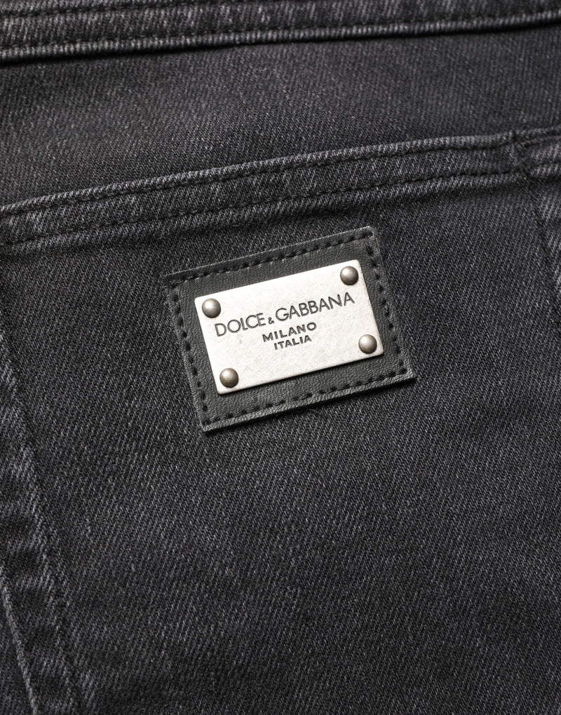 Jean en denim skinny coupe classique extensible en coton noir Dolce & Gabbana