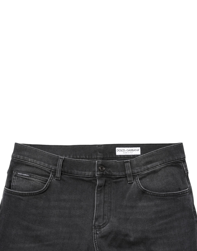 Jean en denim skinny coupe classique extensible en coton noir Dolce & Gabbana