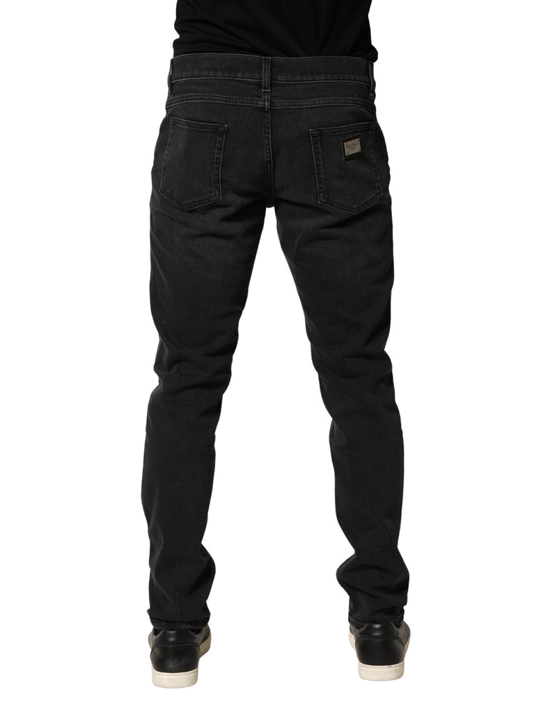 Jean en denim skinny coupe classique extensible en coton noir Dolce & Gabbana